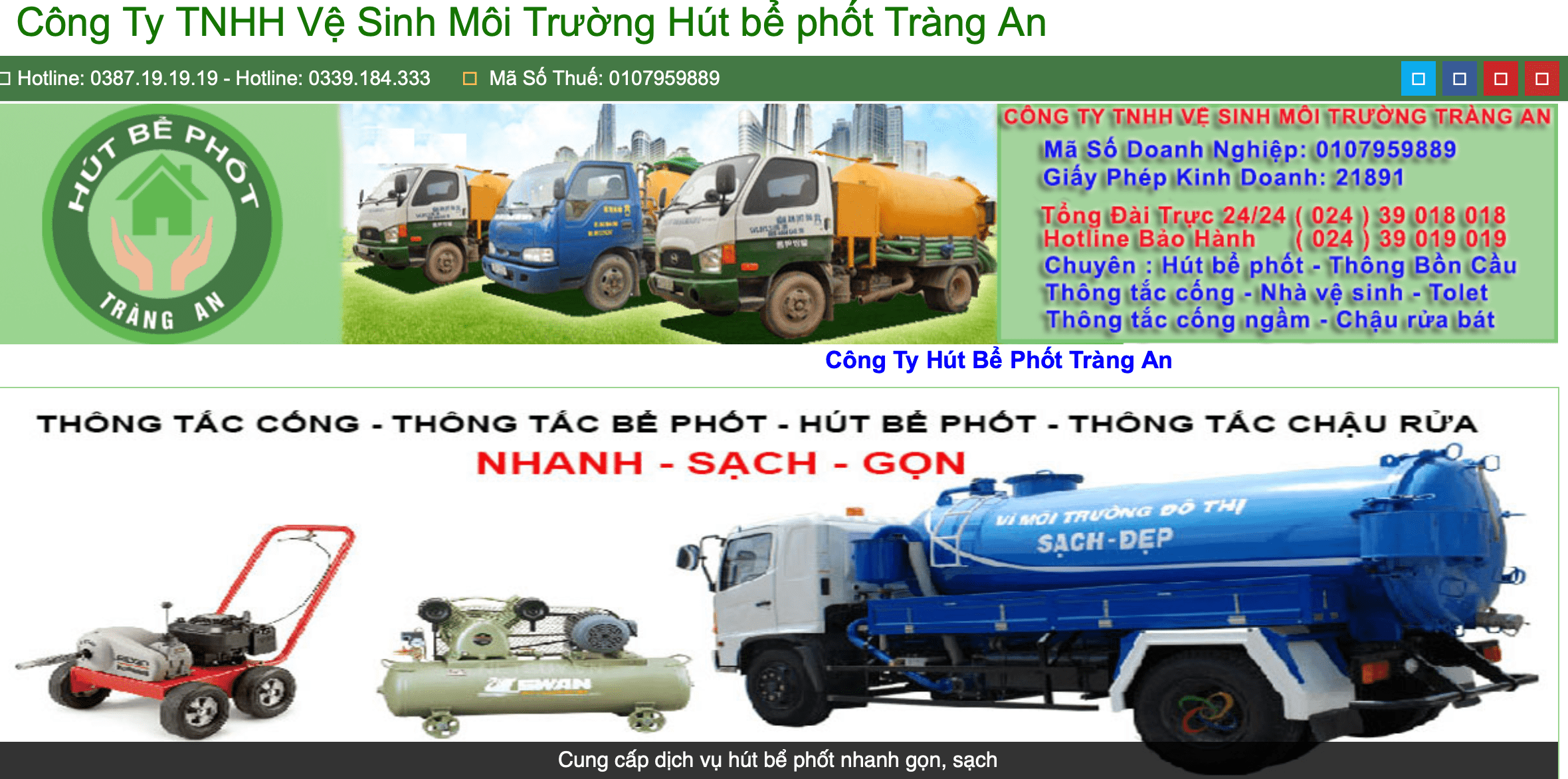 hút bể phốt tại Hà Nội